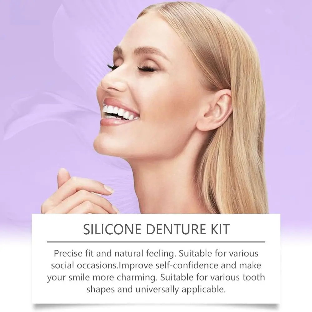 Veneers in Teeth Silicone Reline Denture Set Teeth Comfort Fit Soft Silicone Denture Set Silicone Instant