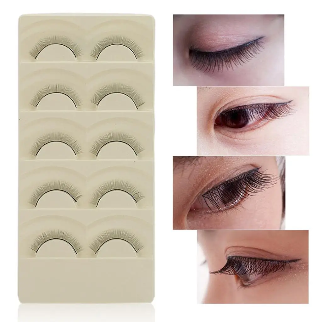 5 Pairs False Resuable Handmade Lashes, Natural Long False Lashes