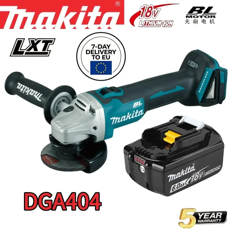 Amoladora Angular Eléctrica Makita 18V 125mm DGA404 Sin Escobillas de Alta Potencia Recargable de Iones de Litio para Cortar y Pulir
