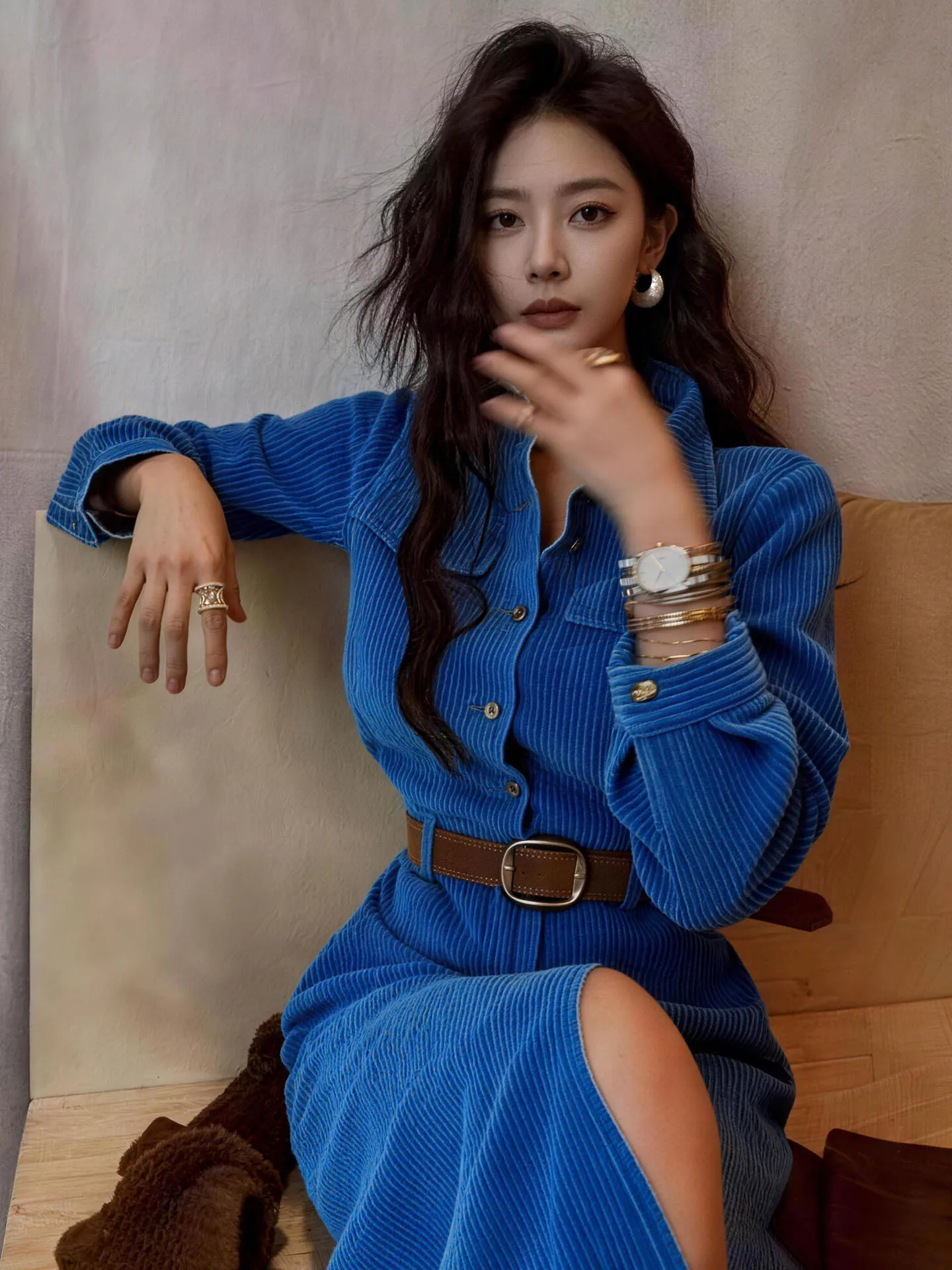 

Blue Corduroy irt Dr Ele Ladylike Long Skirt Spring 2026 New Sle High Waist A-Line Silhouette Commute Faion