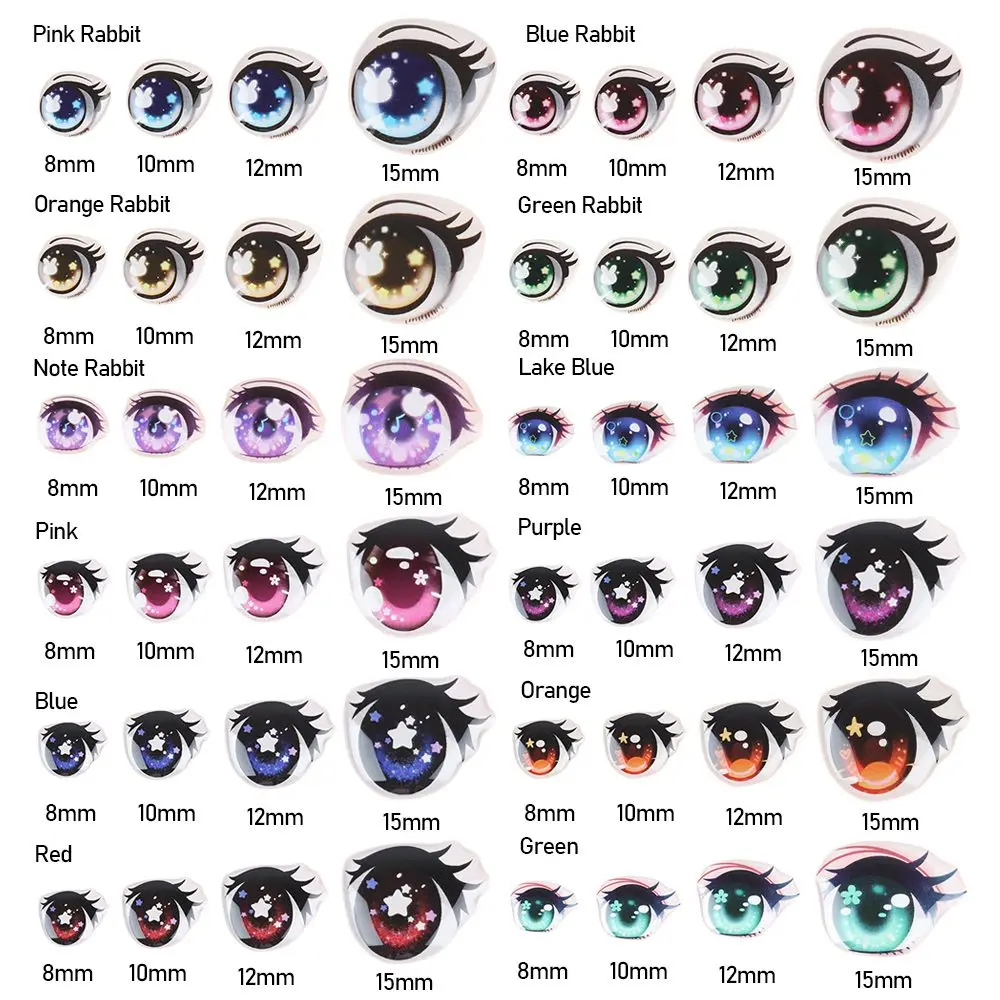 Boy/Girl Long eyelashes 8mm/10mm/12mm/15mm Decals Face Organ Paster Anime Figurine Doll Cartoon Eyes Stickers Eye Chips Paper