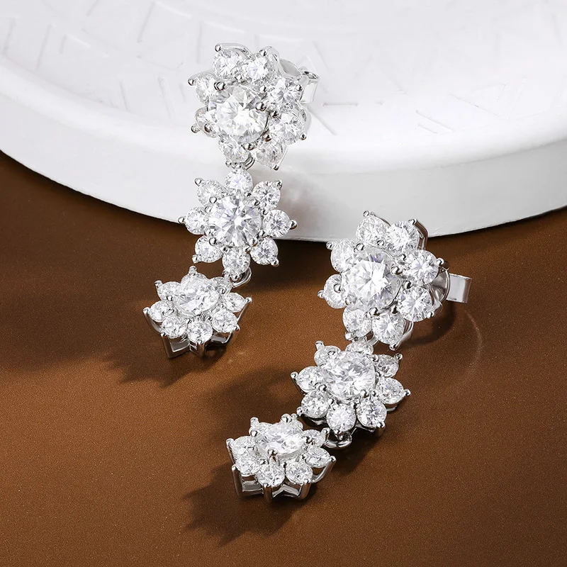 OEVAS 5.88cttw Full Moissanite Stud Earrings For Women 100% S925 Sterling Silver Plated 18K Gold Sparkling Wedding Fine Jewelry view 2