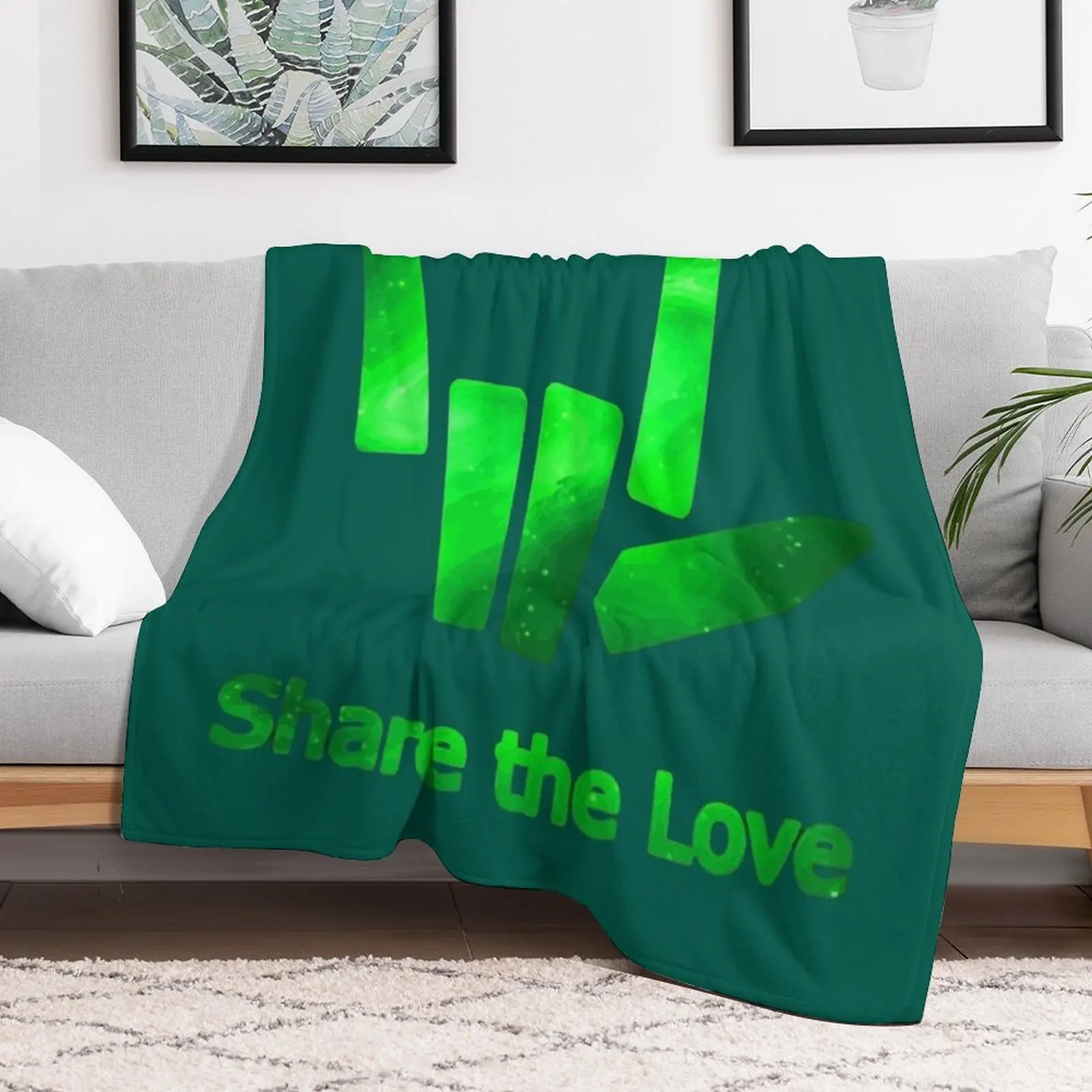 High quality Kids Share The Love Green Galaxy Logo Throw Blanket Custom Softest Thermals For Travel Blankets