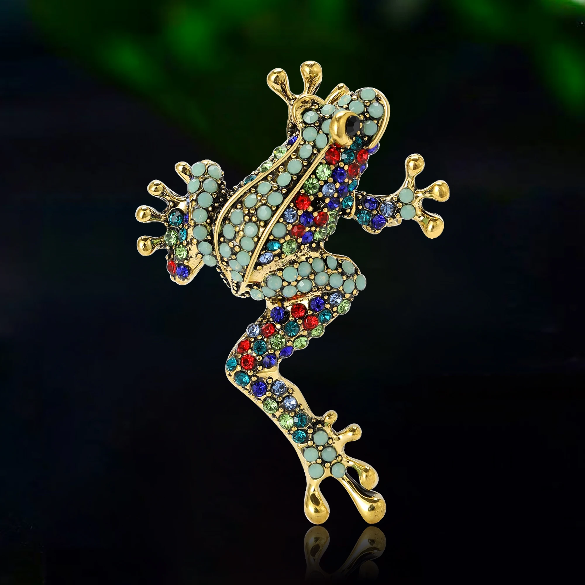 

Trendy Rhinestone Long Legged Frog Brooch for Women Unisex Glass Animal Pins Event Party Backpack Decoration Clothes Accessories