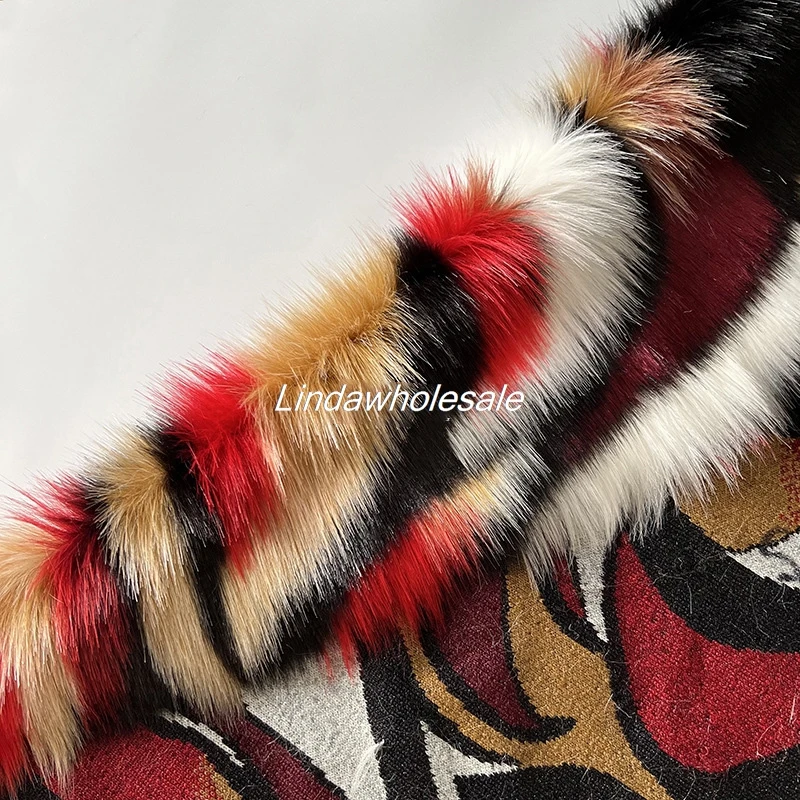 Long imitation fox fur fabric,Ethnic style jacquard plush fur,luxury home textile pillow material,velvet cloth