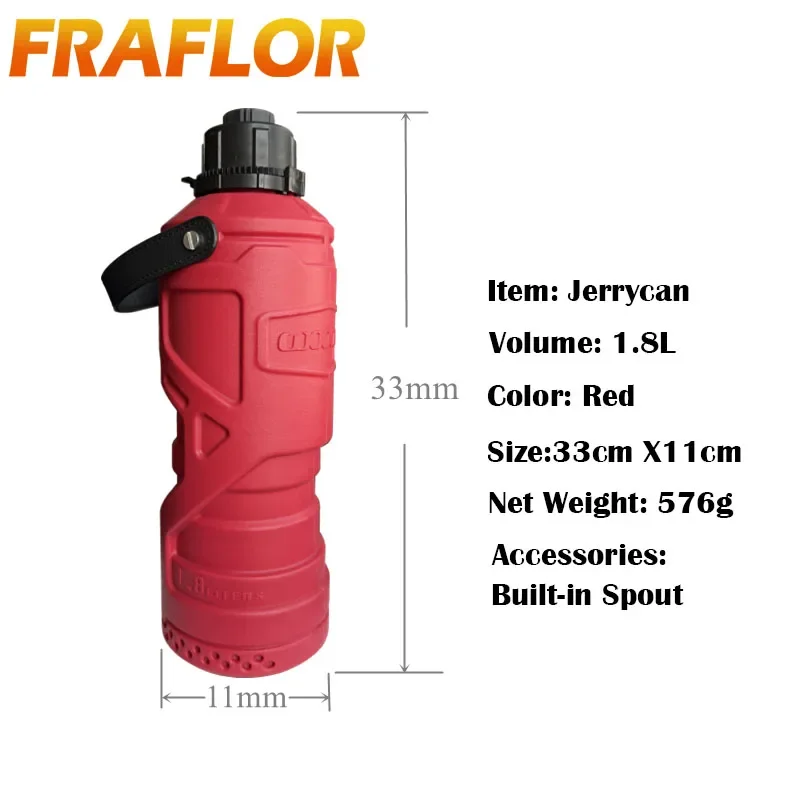 Motorcycle Cup Holder Installed Jerrycan Spare Fuel Tank Water Bucket Gas Can, 1.8L Oil Canister Small Backup Fuel Bottle