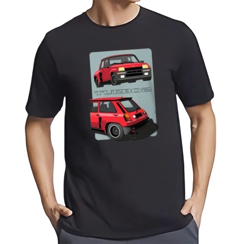 T-shirt En Coton imprimé Bricolage Pour Hommes Et Femmes, R5 Turbo 2, Voiture De Course, Rouge, icône De La France