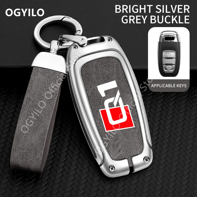 Zinc Alloy Leather Car Key Cover Case For Audi Q1 A style 3 buttons Car Key Cover A4 A6 A7 A8 Q3 Q5 Q6 Q7 Q8