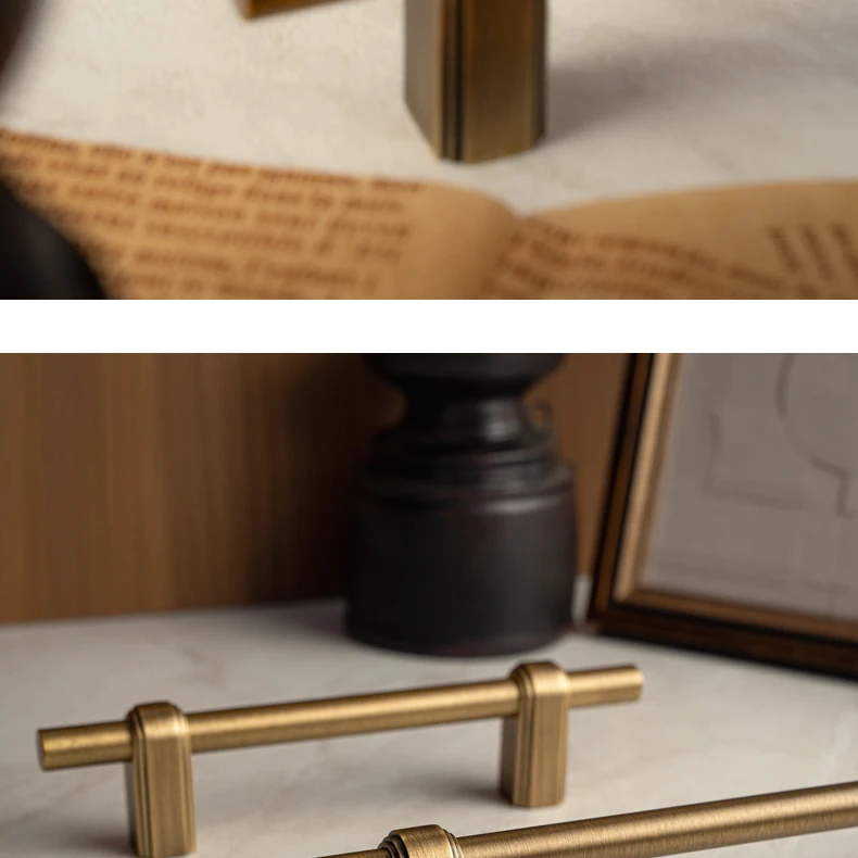 Antique brushed brass wardrobe pull and cabinet knob — supplier illustration 6
