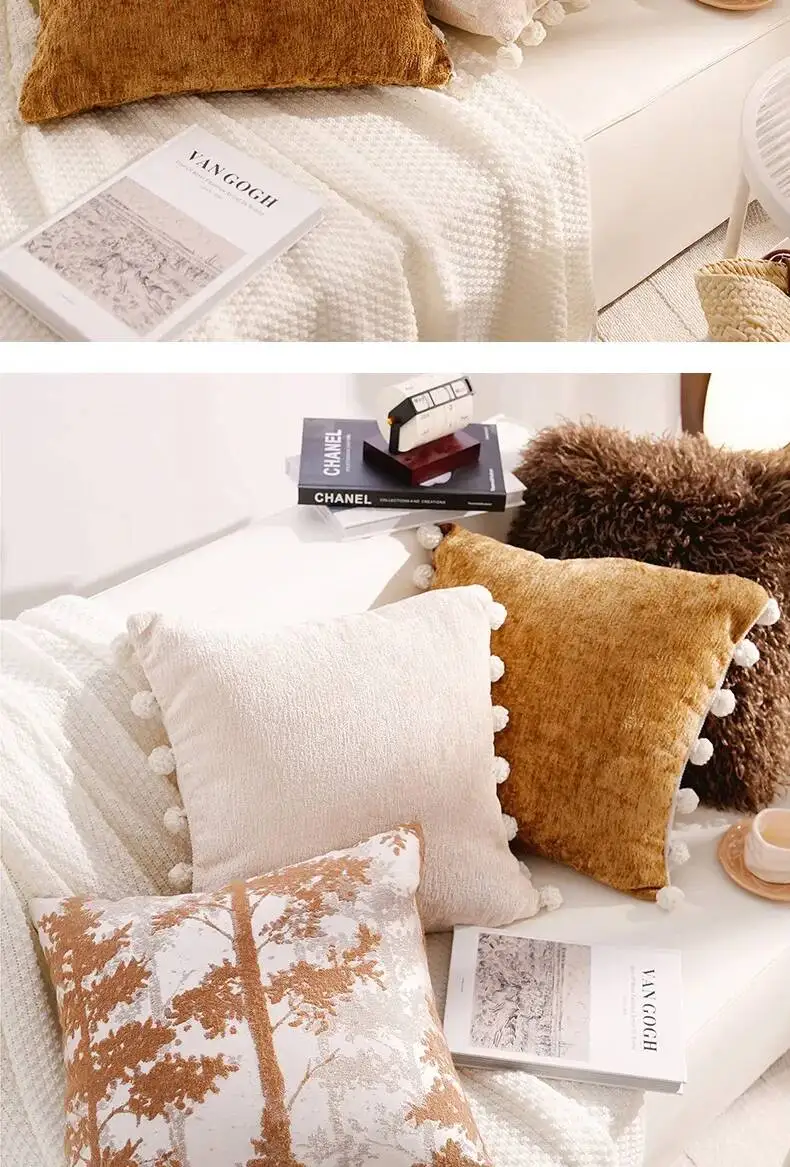 Amerikanischer Luxus-Kissenbezug mit Waldmotiv, weicher Chenille, moderner Plüsch-Dekokissenbezug für Wohnzimmer, Sofa, Bettdekoration – Detail 7
