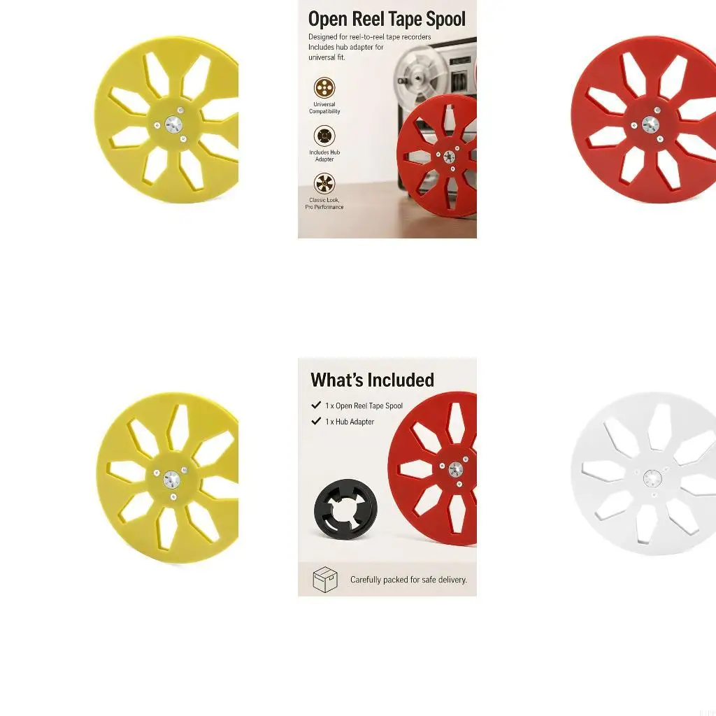 E1PF 8 Slot Open Tape Holder Wheel for Recording Transfer, Archive Storage and Smooth Tape Winding