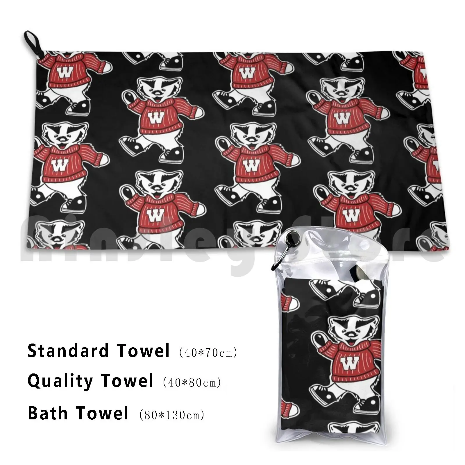 Wisconsin Bucky Badger Dancing Bear Toalla de baño Cojín de playa Wisconsin Bucky Badgers Madison