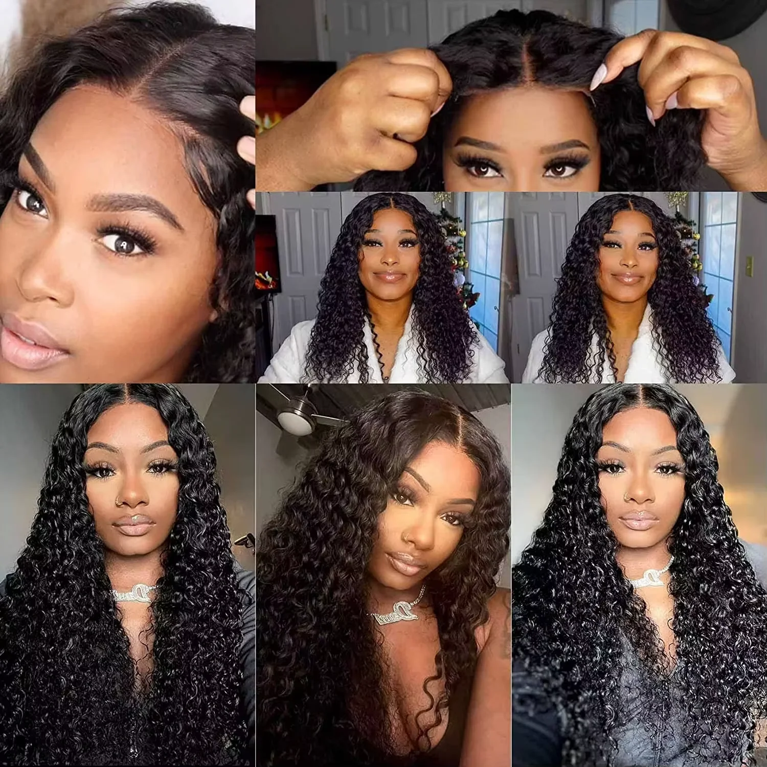 7x6 HD Transparent Deep Wave Human Hair Wig Brazilian Remy Natural Color Pre Plucked Natural Hairline Glueless Beginner Friendly Long Wigs For Women 40 46 Inches view 6