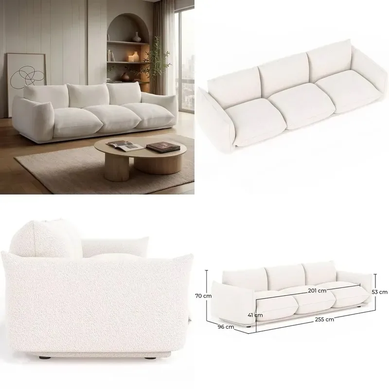Nordic style comfortable fabric three-seat corner sofa set for living room or villa