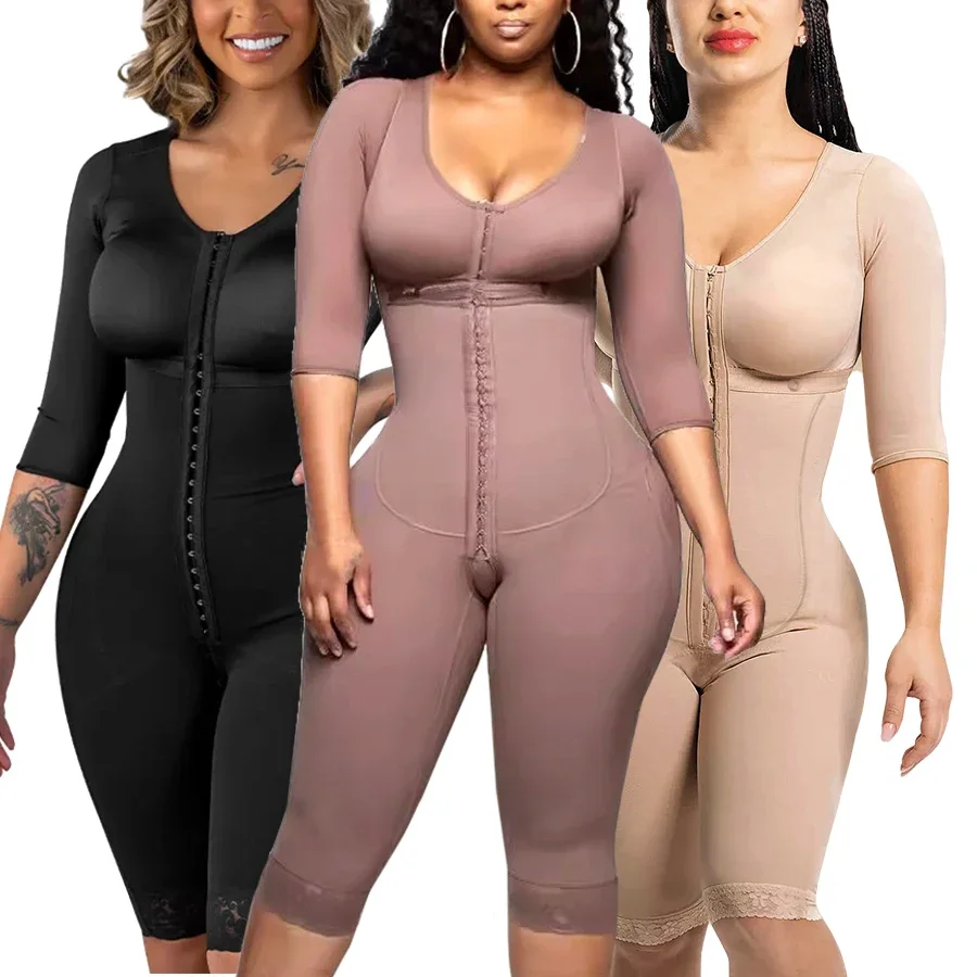 Fajas colombianas de cuerpo completo moldeadoras monos de alta compresión postoperatorio postparto Lipo brazo más delgado cintura reductora Shapewear