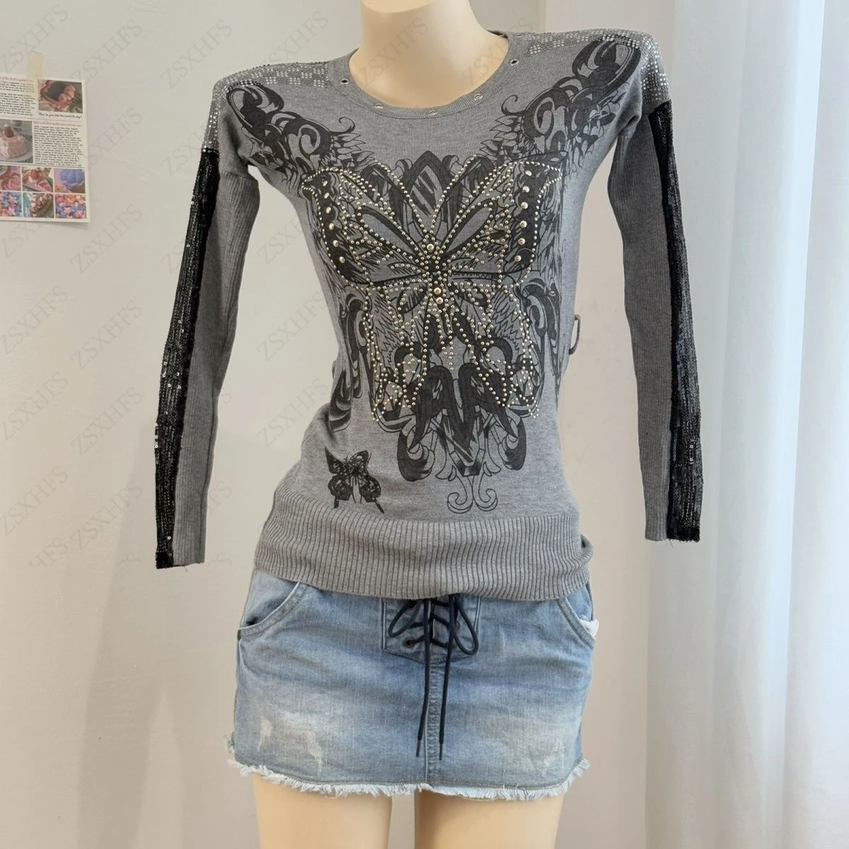 

Ladies' daily long sleeves Autumn Winter Knitted Lace Hollow-out Pullover Sweater Full Sleeve Slim Stretch Knitwear Jumper Tops