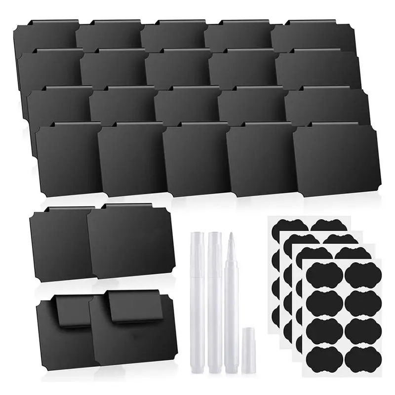AS63-24PCS Basket Labels, Premium Bin Basket Labels Clip On, Pantry Basket Labels Tags For Storage Bins Fabric Squares
