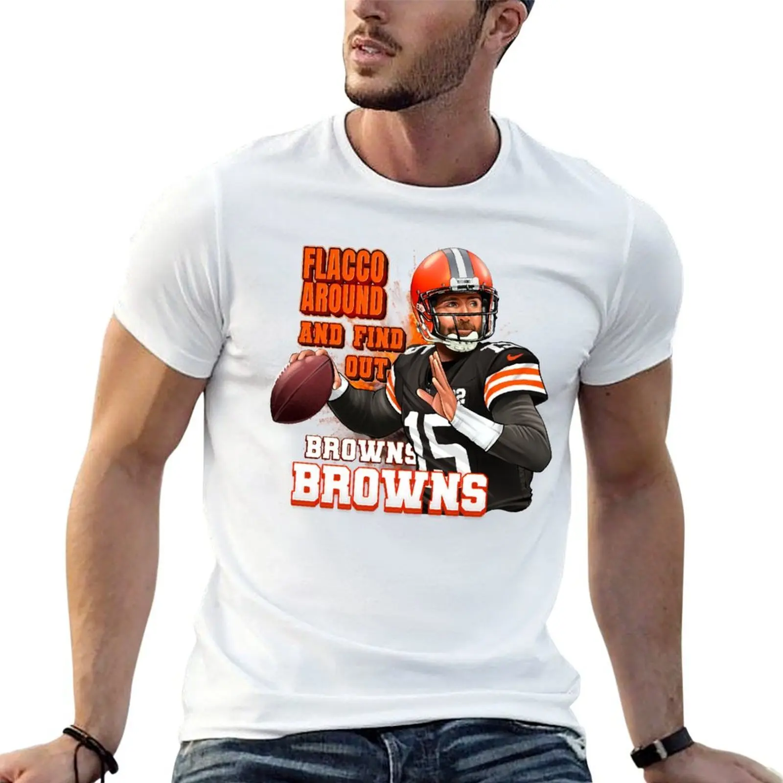 

Flacco Around and Find Out, Cleveland Browns T-Shirt men t shirt cotton 100% black cotton t-shirt plain for man package T-Shirt
