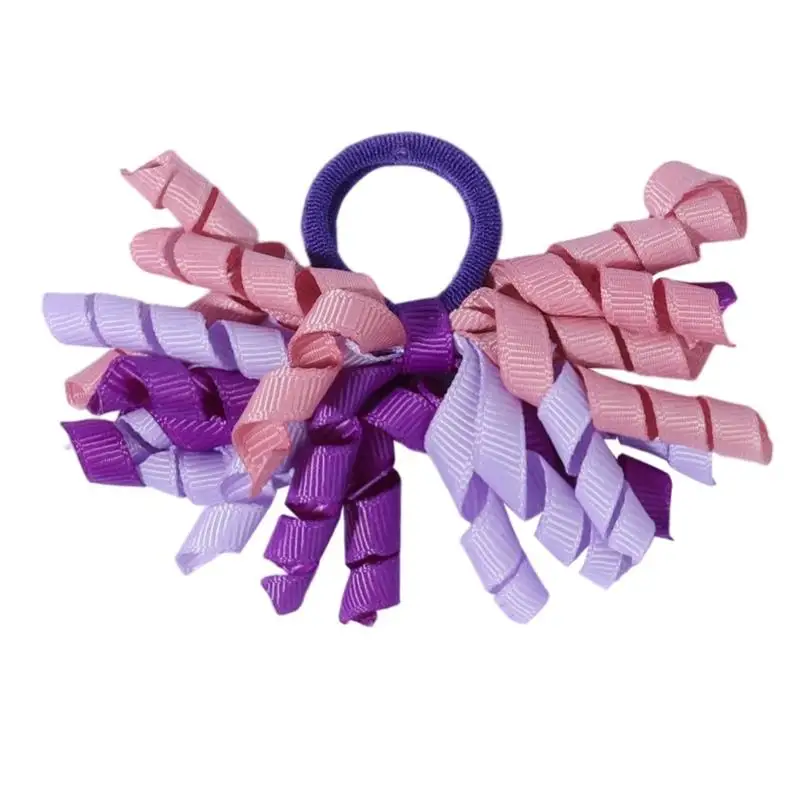 

A52E Набор из 2 заколок для волос «Винограда» ручной работы с вьющейся лентой Радуга для девочек Мягкий полиэстер Удобный