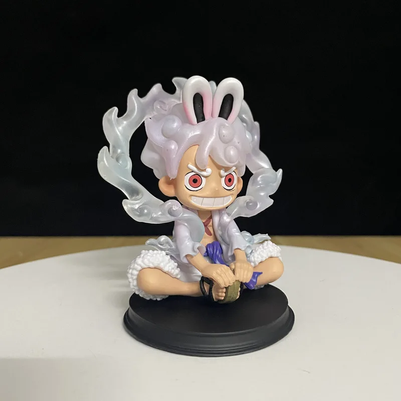 11cm One Piece Luffy Nika Sitting Position Cute Edition Anime Figure Model Gk Statue Collection Desktop Decoration Ornament Toys