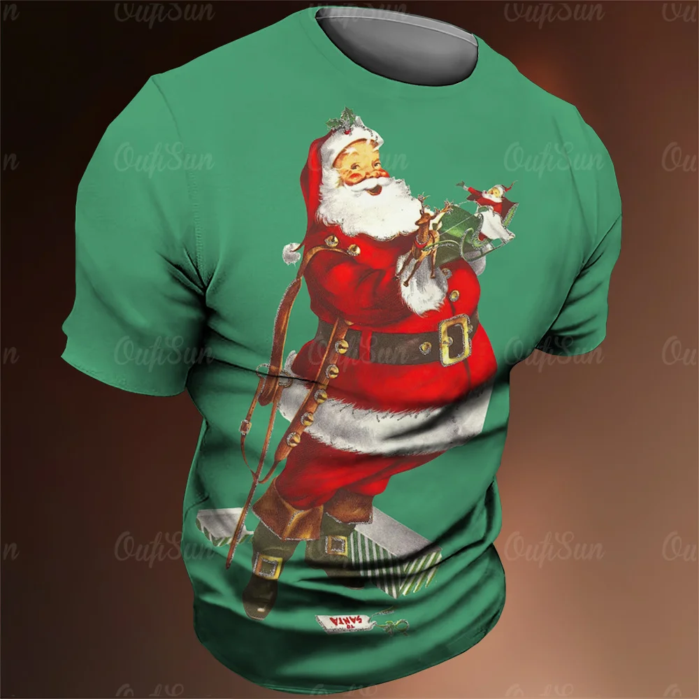 New Men'S Clothing 3d Christmas Theme Print Funny T-Shirt Summer Casual Short Level Top Festival Atmosphere Party Shirt For Men