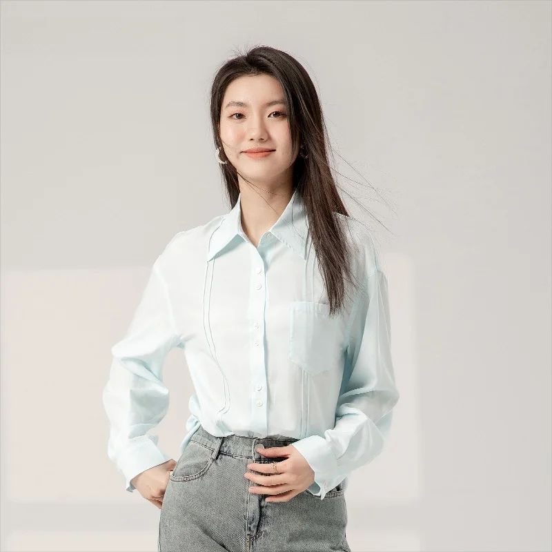 

Dailanzhi Spring New Loose Long Sve Pure Color Women's Basic irt Comfortable Polyester Fabric Office Commute Sle