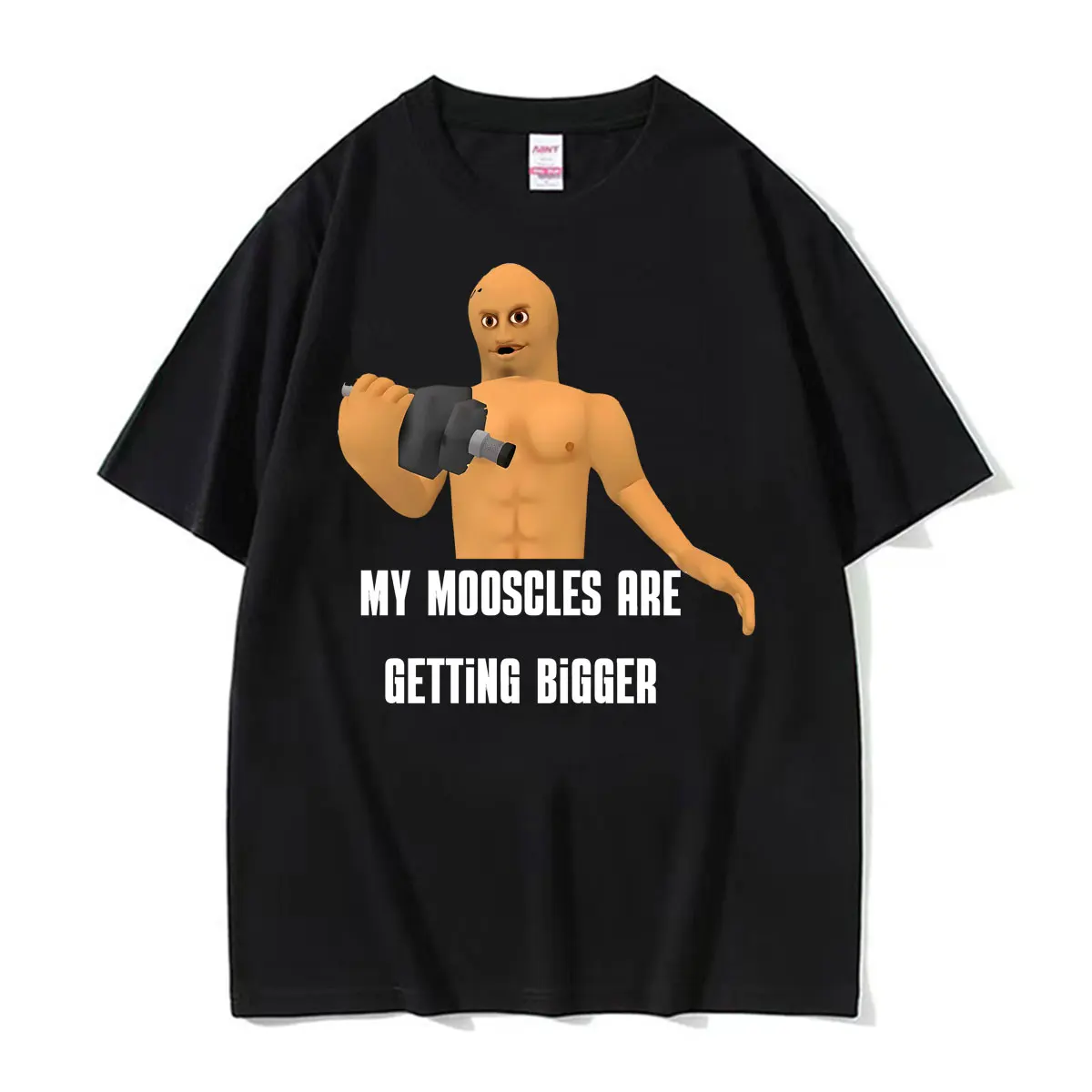 My Mooscles Are Getting Bigger Funny Meme Gym Print T Shirts Men Women Clothing Vintage Streetwear T Shirt Casual Cotton T-shirt