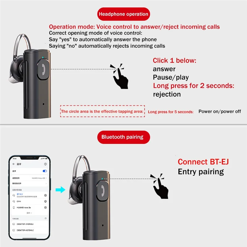 POP-lIn-Ear Voice Control Wireless Bluetooth Headset Noise Canceling Car Headphone Type-C PD25W Fast Charge Car