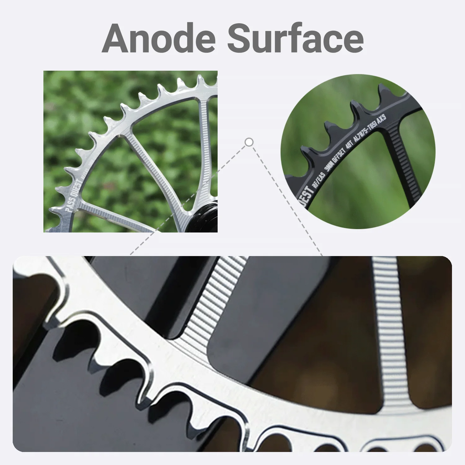 For Raceface Chainring Easton Chainring 30t 32 34t 36 38t 40t 42 44 46 48 Sprocket Mountain Bike Single Chainring 6mm 3mm Offset view 3