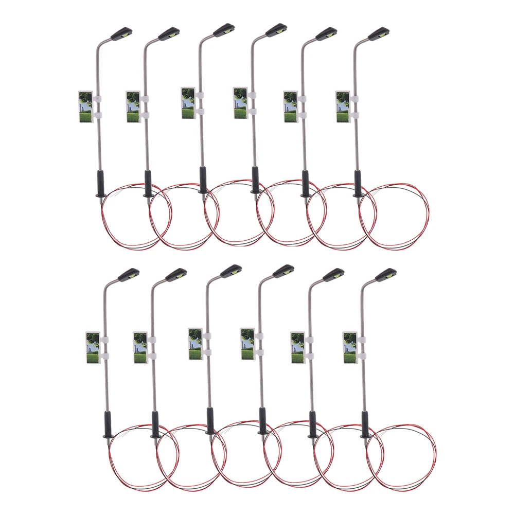 BAAA-20 قطع نموذج صغير قطار السكك الحديدية عمود الإنارة ضوء الشارع المصابيح الدافئة الأبيض HO مقياس 1:100 حديقة مصابيح إضاءة للمناظر الطبيعية