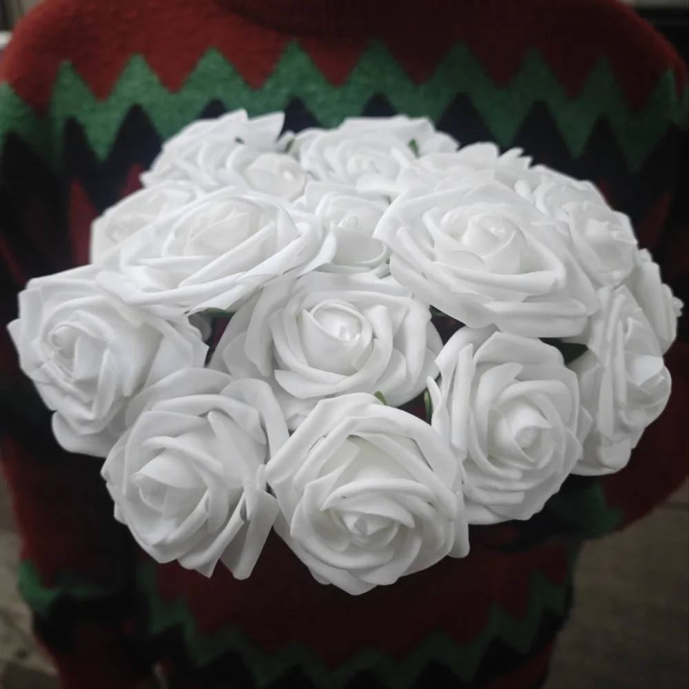 25 -100 Pezzi Fiori Artificiali con Steli per Bouquet da Sposa Fai da Te Centrotavola Festa Casa Decorazione di San Valentino