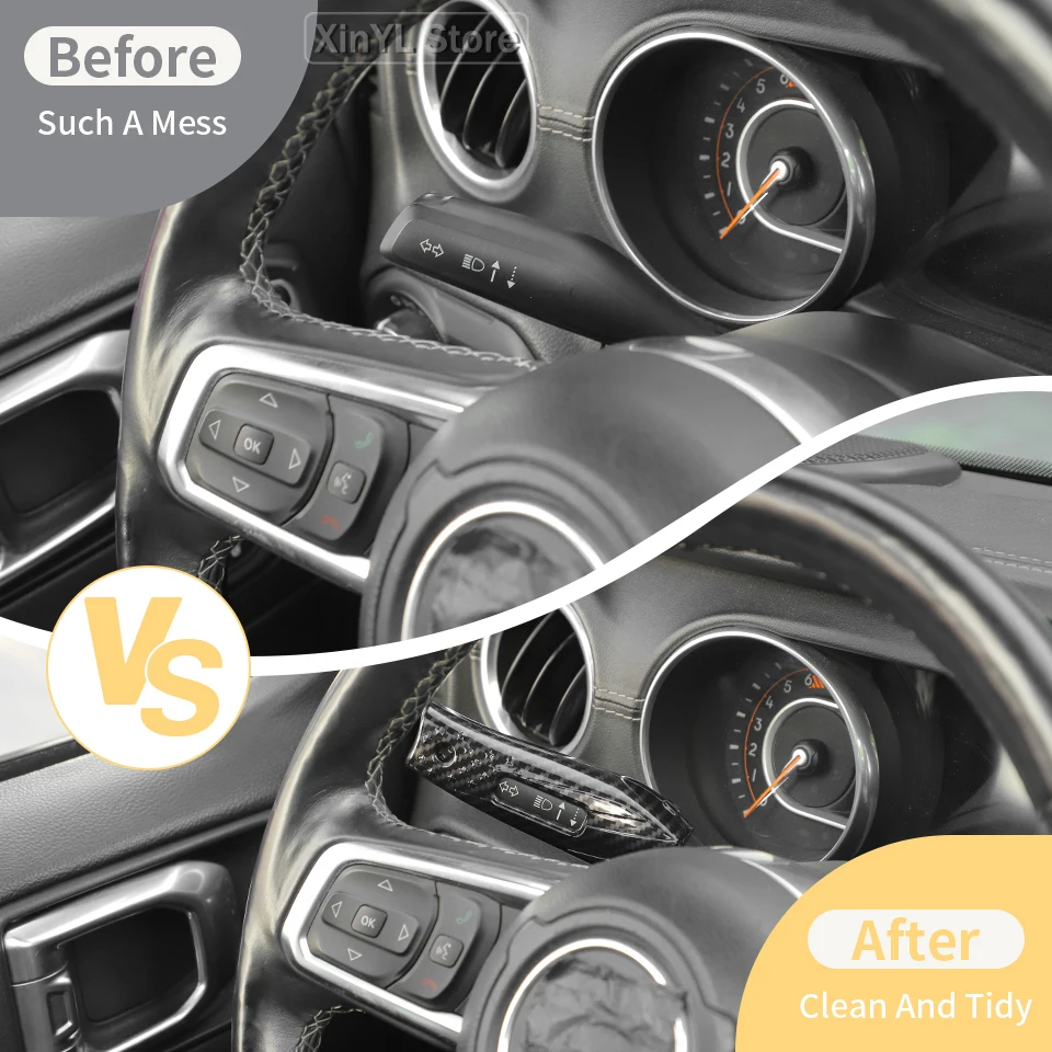 Interior Turn Signal Lever Extended Decorative Cover Sticker for Jeep Wrangler JL for JT Gladiator 2018 Up Car Accessories