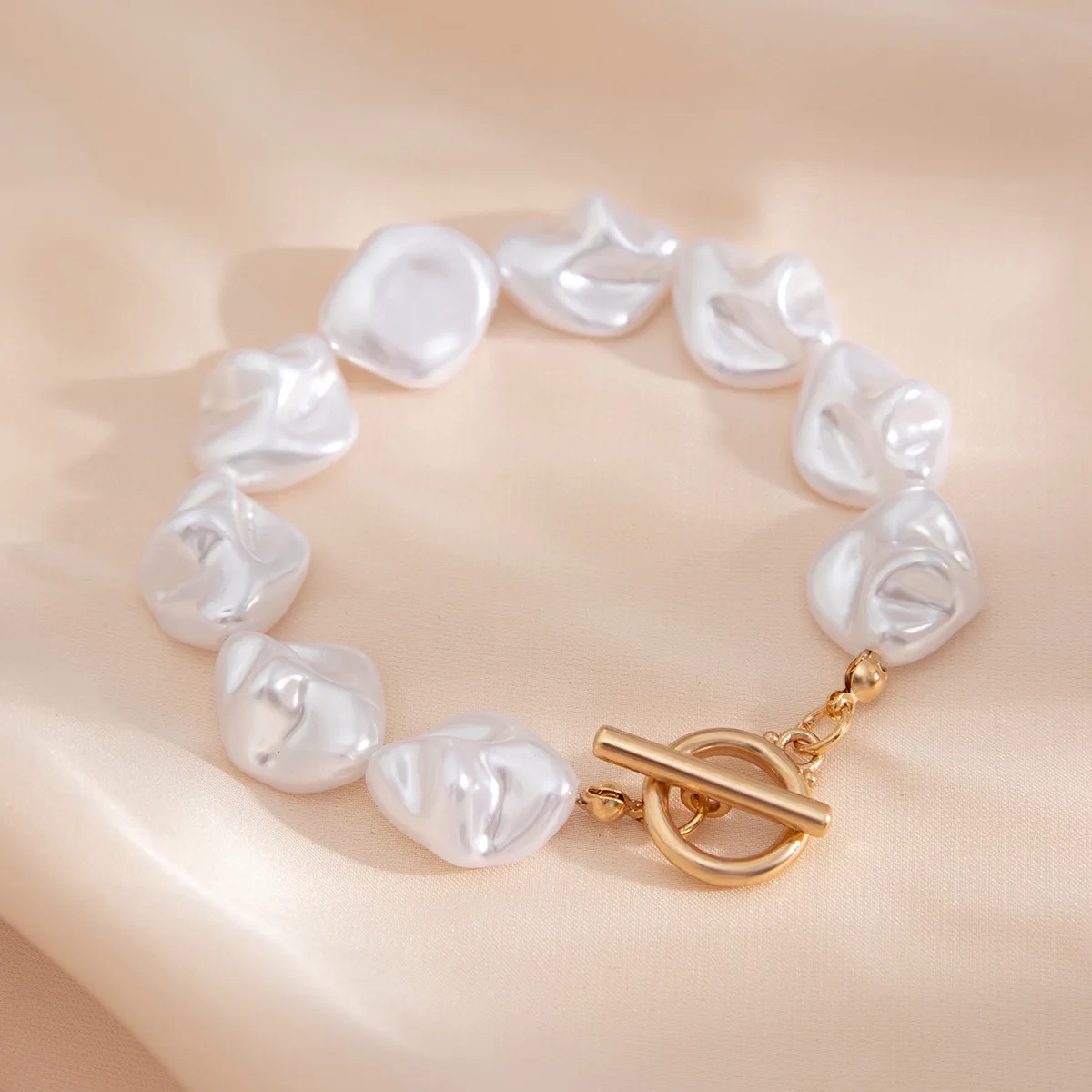 Vintage Irregular Imitation Pearl Bead Bracelet 2024 Women's Simple Sweet Romantic Girls Wedding Fashion Jewelry