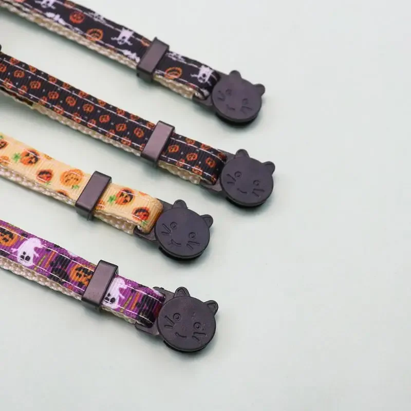 Happy Halloween Cat Collar With Bell Bowknot Puppy Kitten Necklace Adjustable Safety Buckle Strap Chihuahua Bow Tie Pet Supplies