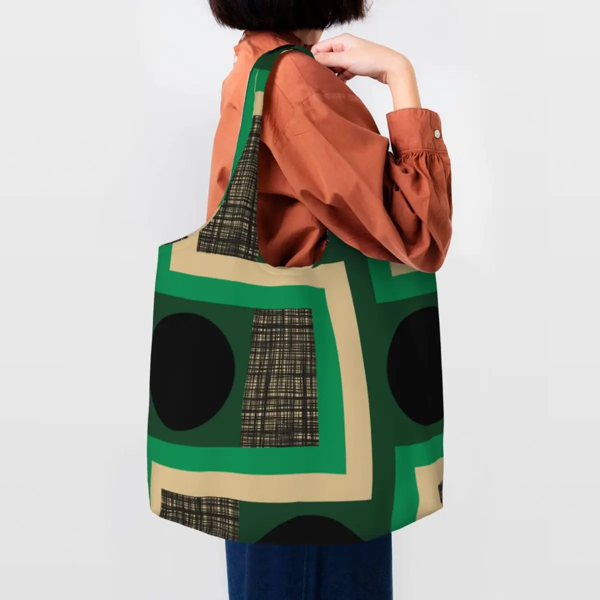 

Изготовленная на заказ балконная сумка с точечным принтом изумрудно-зеленого цвета, продуктовая сумка-тоут, женская парусиновая сумка-шоппер на плечо, сумки большой вместительности