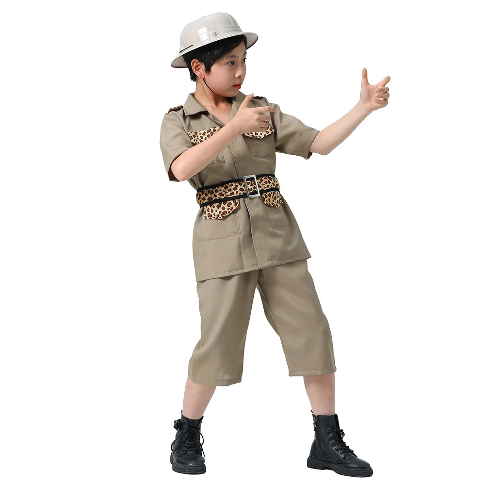 Boys Zoo Keeper Safari Explorer Patrol Costume For Kids Fancy-dress Career Day Halloween Carnival Party Costumes