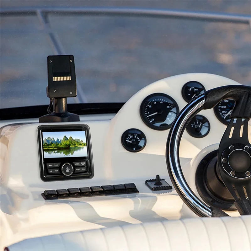 Plain Marine Radio Boat Stereo Bluetooth FM AM Digital Media Audio Player Waterproof For Yacht ATV UTV Golf Cart Motorcycle Part