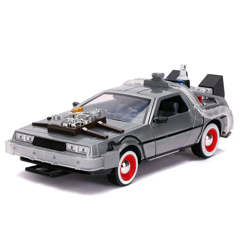 Jada 1:24 Back To The Future Time Machine with Light Wing Door Diecast Alloy Car Model DeLorean DMC-12 Toy Gift Collection