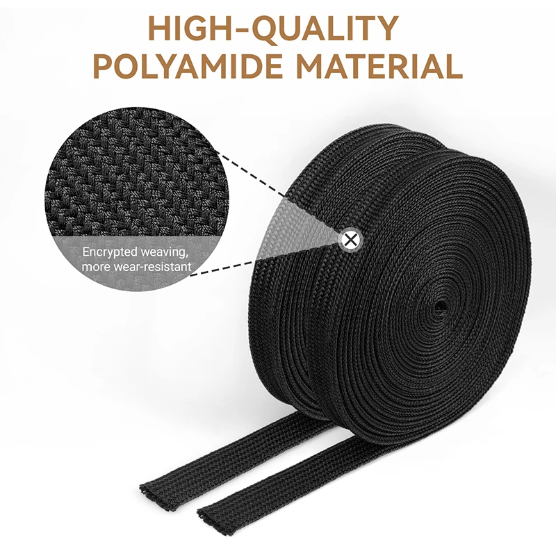 2.5-30mm Braided Polyamide Cable Sleeve - 2/5/10m Soft Tight Insulation Wire Protection Sheath for Cable Management