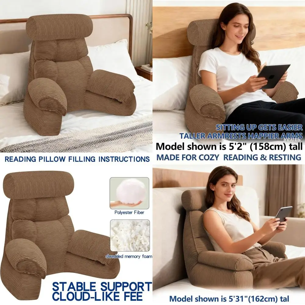 

Приподнятая подушка для чтения с подлокотником 9.4 для сидения, идеально подходит для телевизора, игр и отдыха