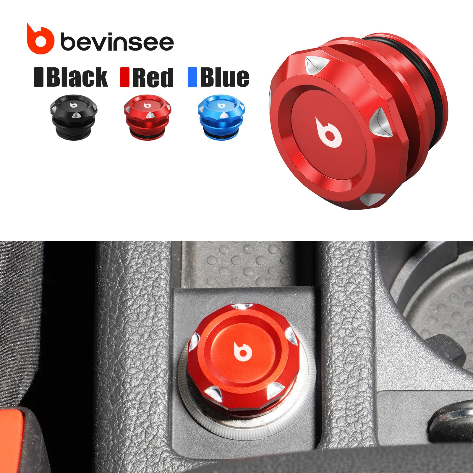 

BEVINSEE Billet Aluminium Cigarette Lighter Dust Plug, Missile Button Style Universal 12V Car Interior Accessory