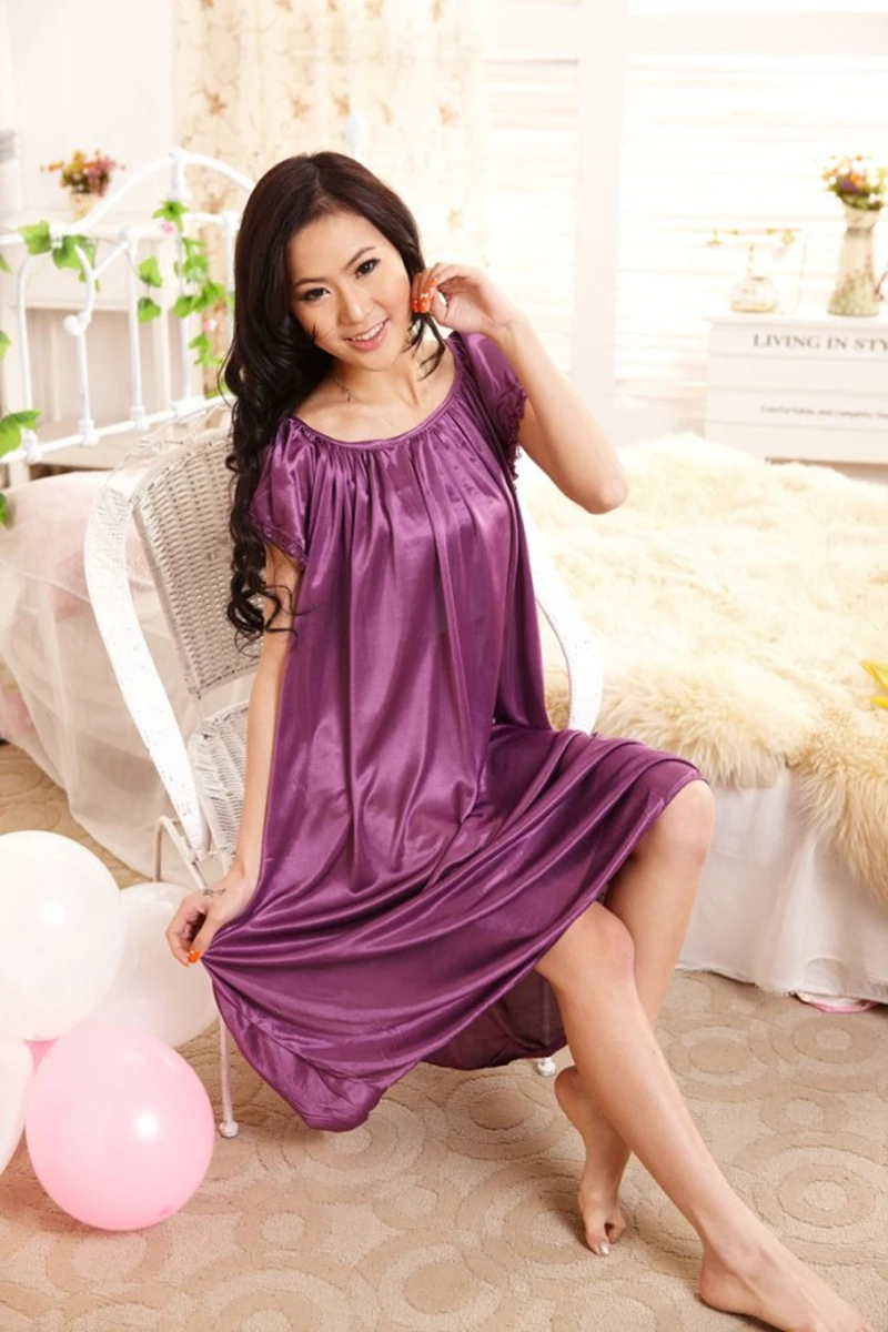 Loose Silk Summer Women Nightgown Home Apparel Sleep Lounge Elegant Fashion Brand Female Lace Sleepshirts Embrioderied Sleepwear