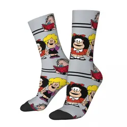 Retro Friends Men's Socks Mafalda Cartoon Unisex Street Style Pattern Printed Funny Crew Sock Gift