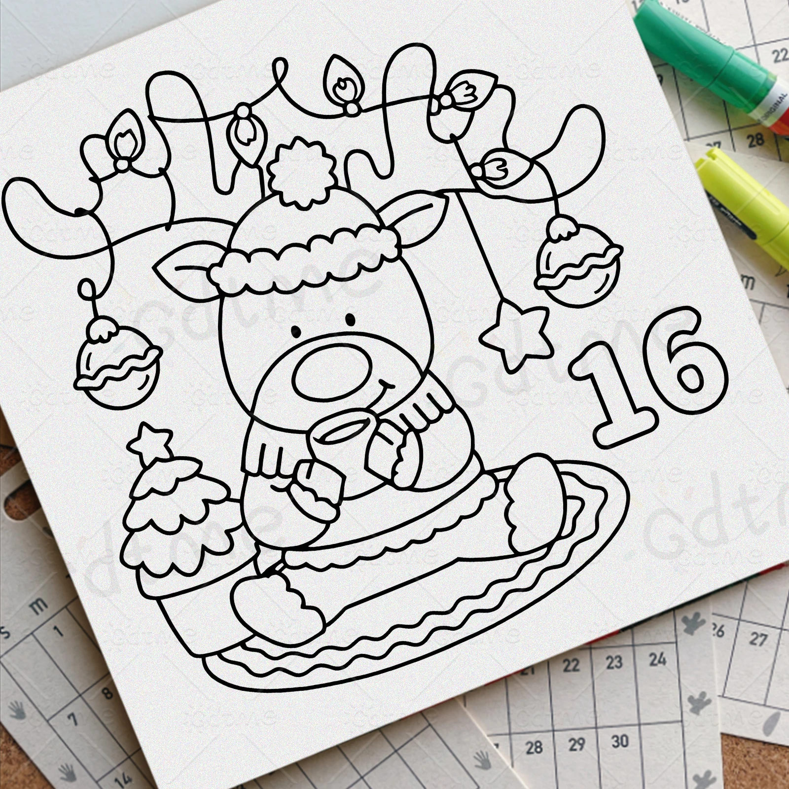 ADVENT CALENDAR CHRISTMAS Malbuch mit kräftigen, einfachen Mustern für Erwachsene, süßes Zeichenbuch, perfektes Geschenk für Party und Geburtstag – Detail 4