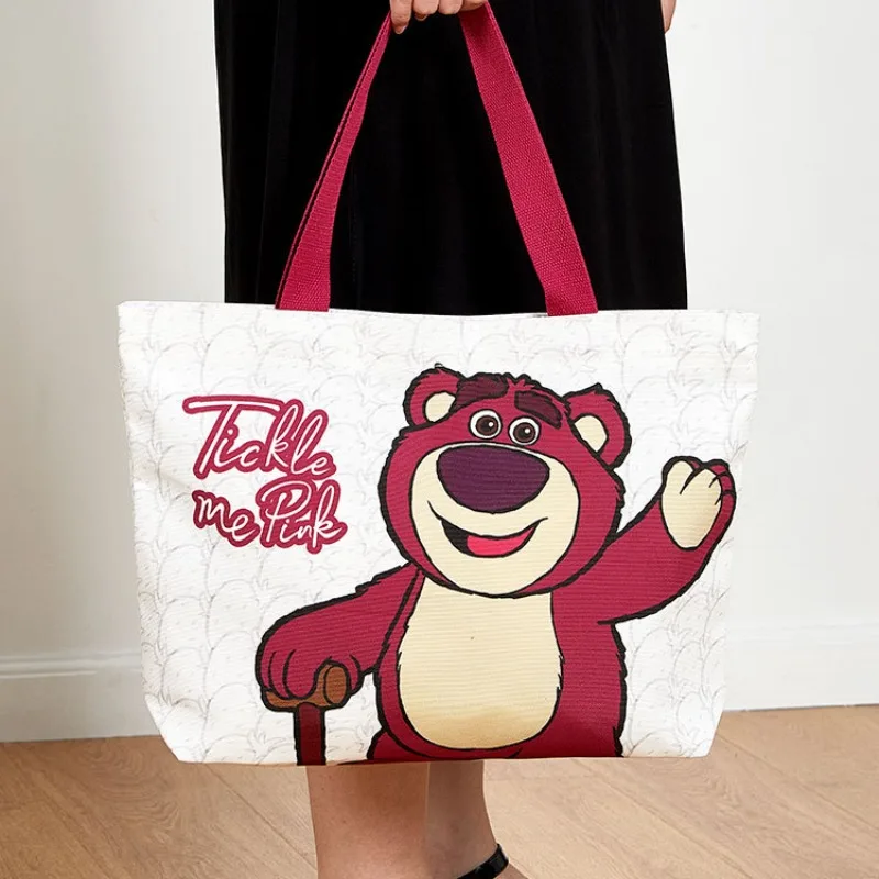 

Strawberry Bear Canvas Handbag Mommy Bag Cute Women Fashion Messenger Bag Kawaii Large Capacity Shopping Portable Handbag