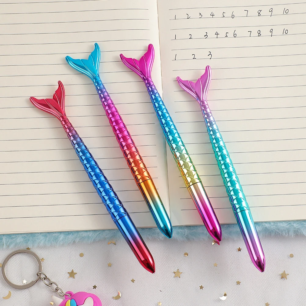 

4pcs Colorful Neutral Pens Creative Students Mermaid Dolphin Cartoon Gel Portable Lightweight Ergonomic Writing Pen Home