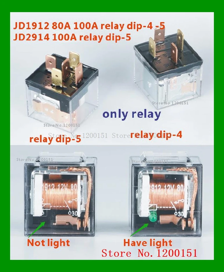 JD1912 JD1914 JD2912 JD2914 relay dip-4 dip-5 12v 24v 80a