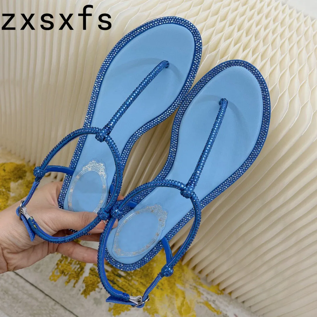 

Crystal Strap Flip Flops Women Flat Rome Sandals Concise Holiday Beach Shoes Women Summer Mules Designer Sandalias Mujer