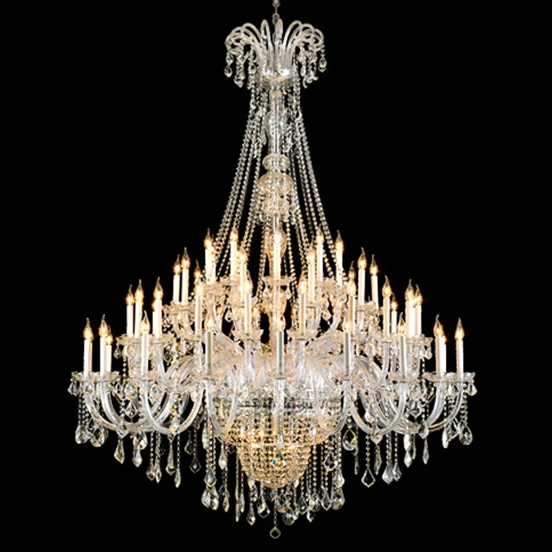 Modern Large Foyer Chandeliers Lighting Big Villa Hotel Hall Crystal Pendant Lamps For Living Room Cord Hanging Light Fixtures