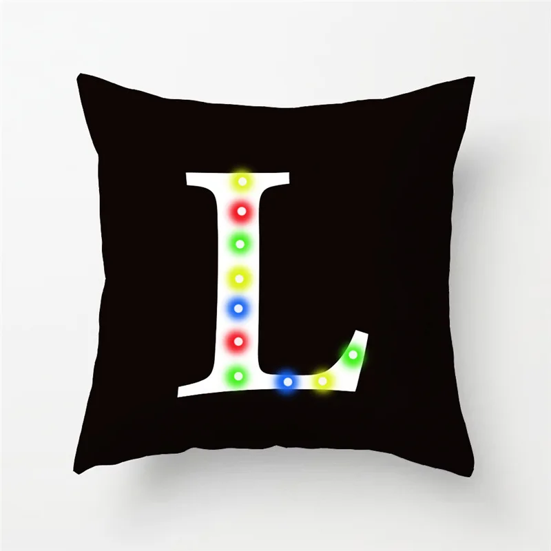 Pillowcase Decorative Home Pillows Soft Throw Pillowcover for Car Couch Cushion Cover 45x45 Pillow Alphabets Cushion